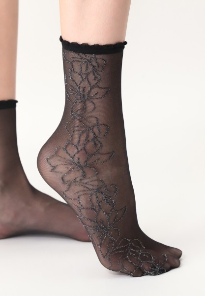 Oroblu - Õhukesed lillemustriga madalad sokid kašmiir-efektiga