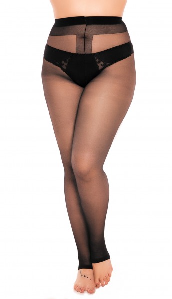 Glamory ilma elastse vöökohata 20 - läikiv pluss-suuruses sukkpüksid lahtise varbaosaga