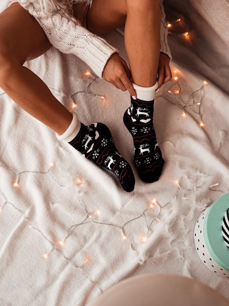 Fiore - Väga pehmed sokid jõulude mustriga ja puuvillase terryga