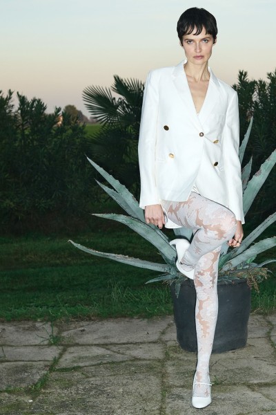 Trasparenze - Poolhägune sukkpüksid kauni damaskmustriga pitsi välimusega