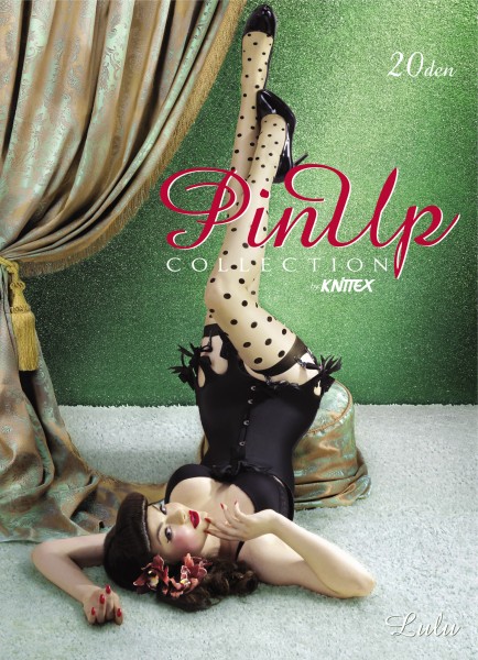 Knittex Lulu - kontrastne täpiline muster sukad ilma elastse vöökohata mustas