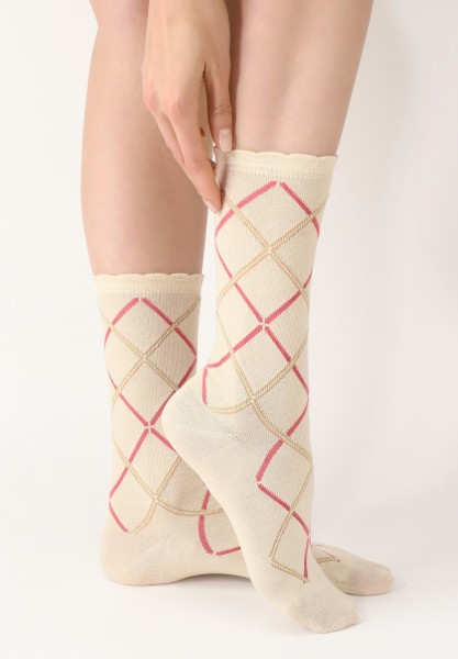 Oroblu - Super pehme sokid kolmevärvilise ruudulise mustriga ja viskoosiga