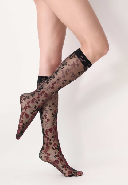 Oroblu - Delikaatsed, tüll-efektiga põlvikud kahetoonilise lillemustriga