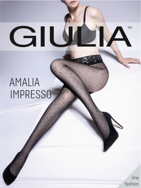 Giulia Amalia Impresso - Täpiline sukkpüksid elegantse pitsiservaga
